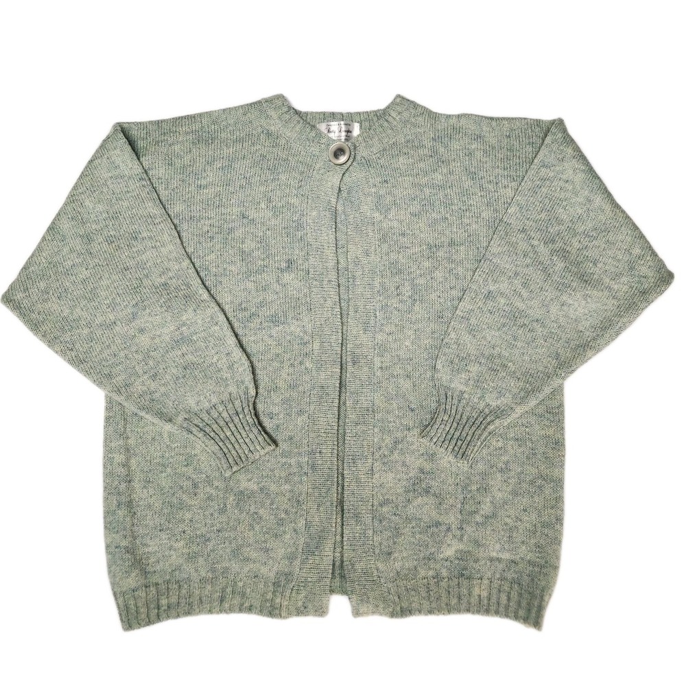 Hand Knit Shetland Wool Sweater Single-Button Henley Betty Laughlin M/L Vintage